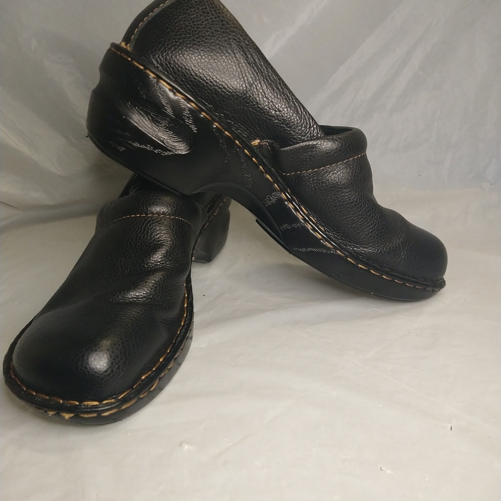 Sonoma Life Style Sz 9.5M Black Leather Slip On Mule Shoes